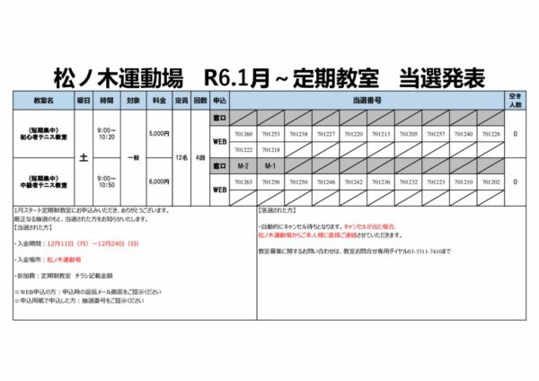 教室当選発表のサムネイル